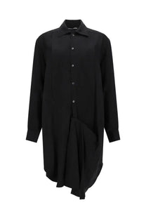 Jw anderson women’s black long-sleeved shirt dress with collar button-front and asymmetrical hemline midi length