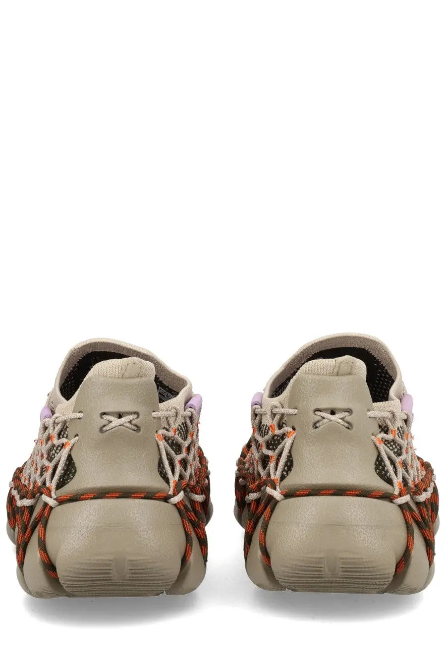 Keen women’s sneaker Uneek brown beige and orange woven mesh sneakers with chunky sole front view