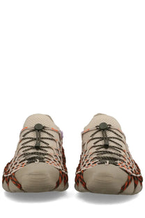 Keen women’s sneaker Uneek brown with beige and orange woven mesh and textured braided design