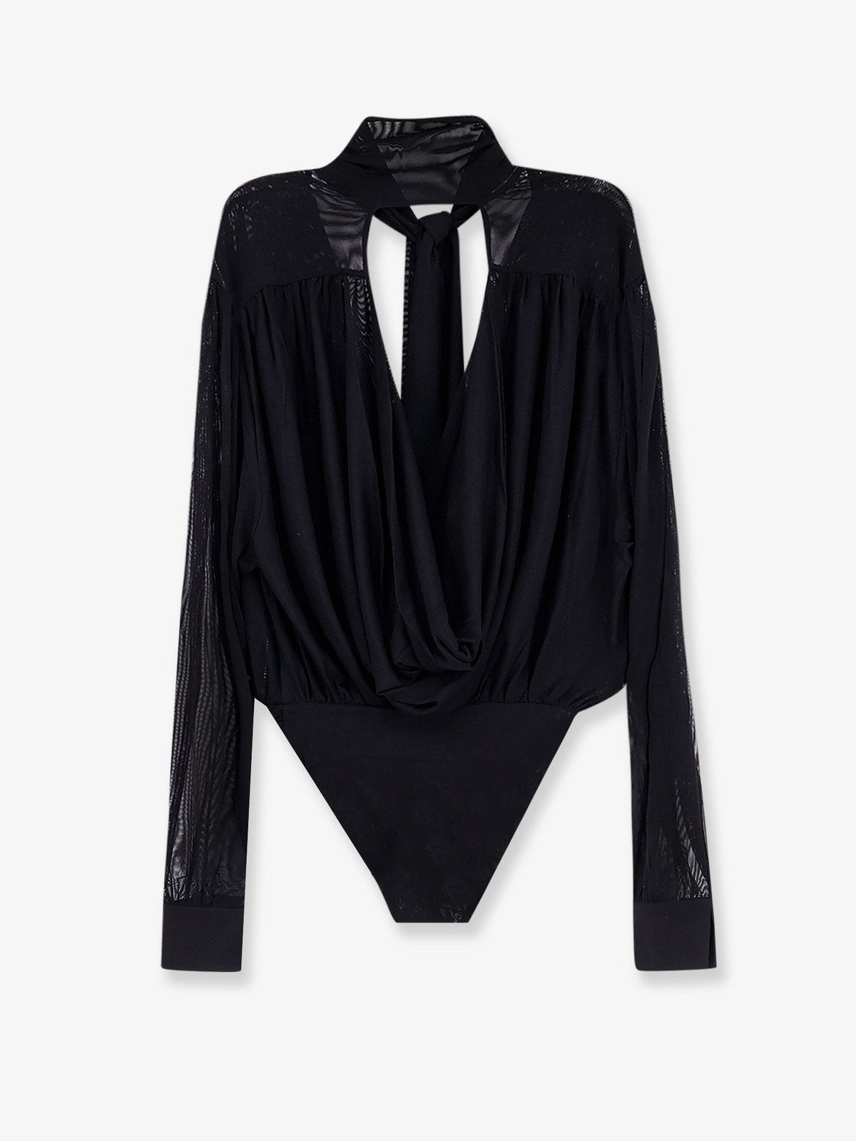Amazuìn Women's Keila Sheer Stretch Tulle Bodysuit Black, view 2