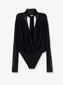Amazuìn Women's Keila Sheer Stretch Tulle Bodysuit Black, view 2