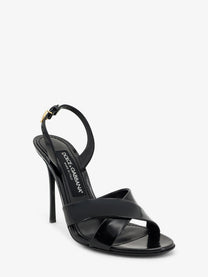 Dolce &amp; Gabbana Women's Keira Shiny Calfskin Leather Sandals Black, view 2