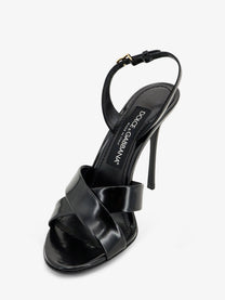 Dolce &amp; Gabbana Women's Keira Shiny Calfskin Leather Sandals Black, view 4