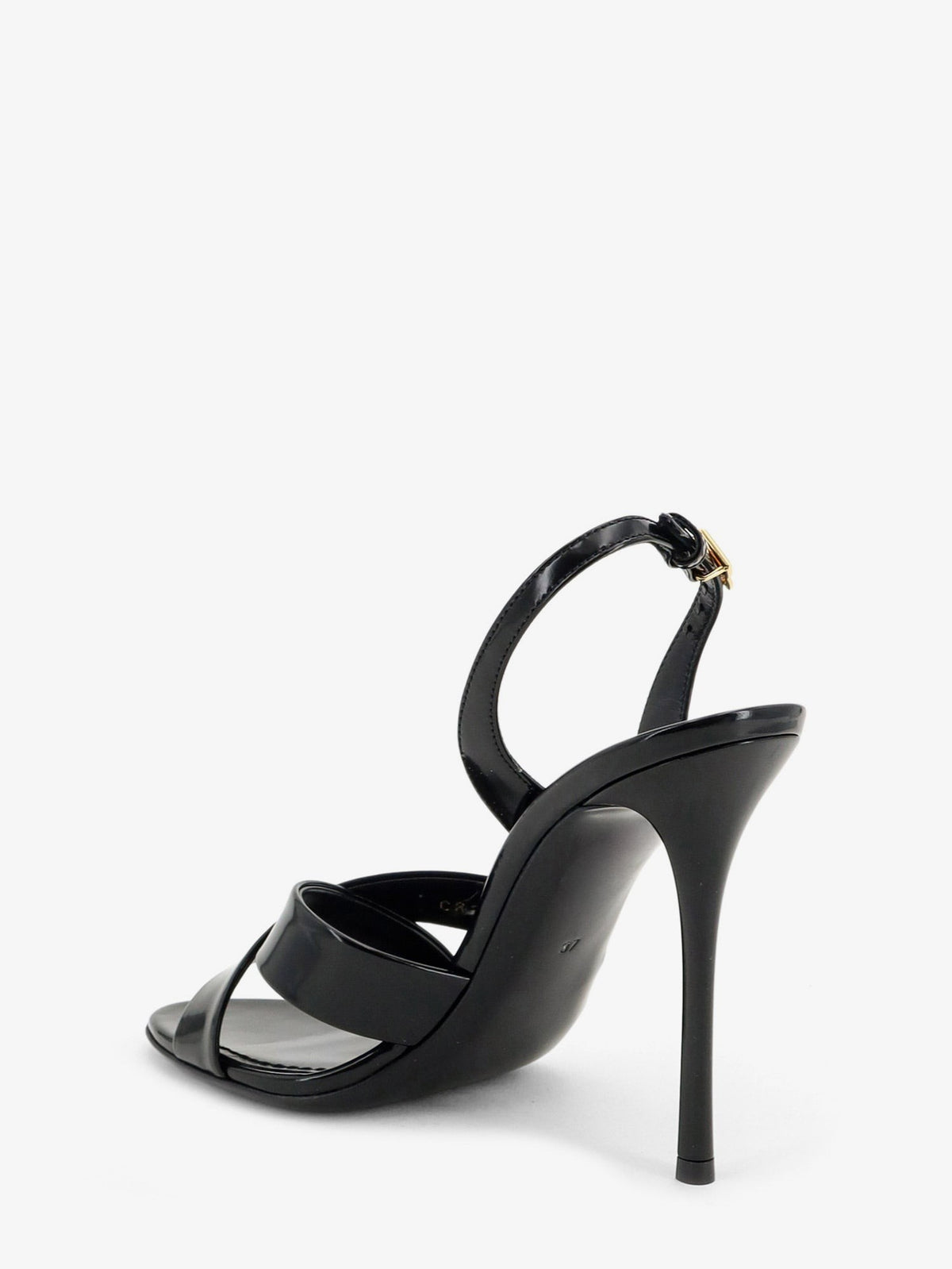 Dolce &amp; Gabbana Women's Keira Shiny Calfskin Leather Sandals Black, view 3