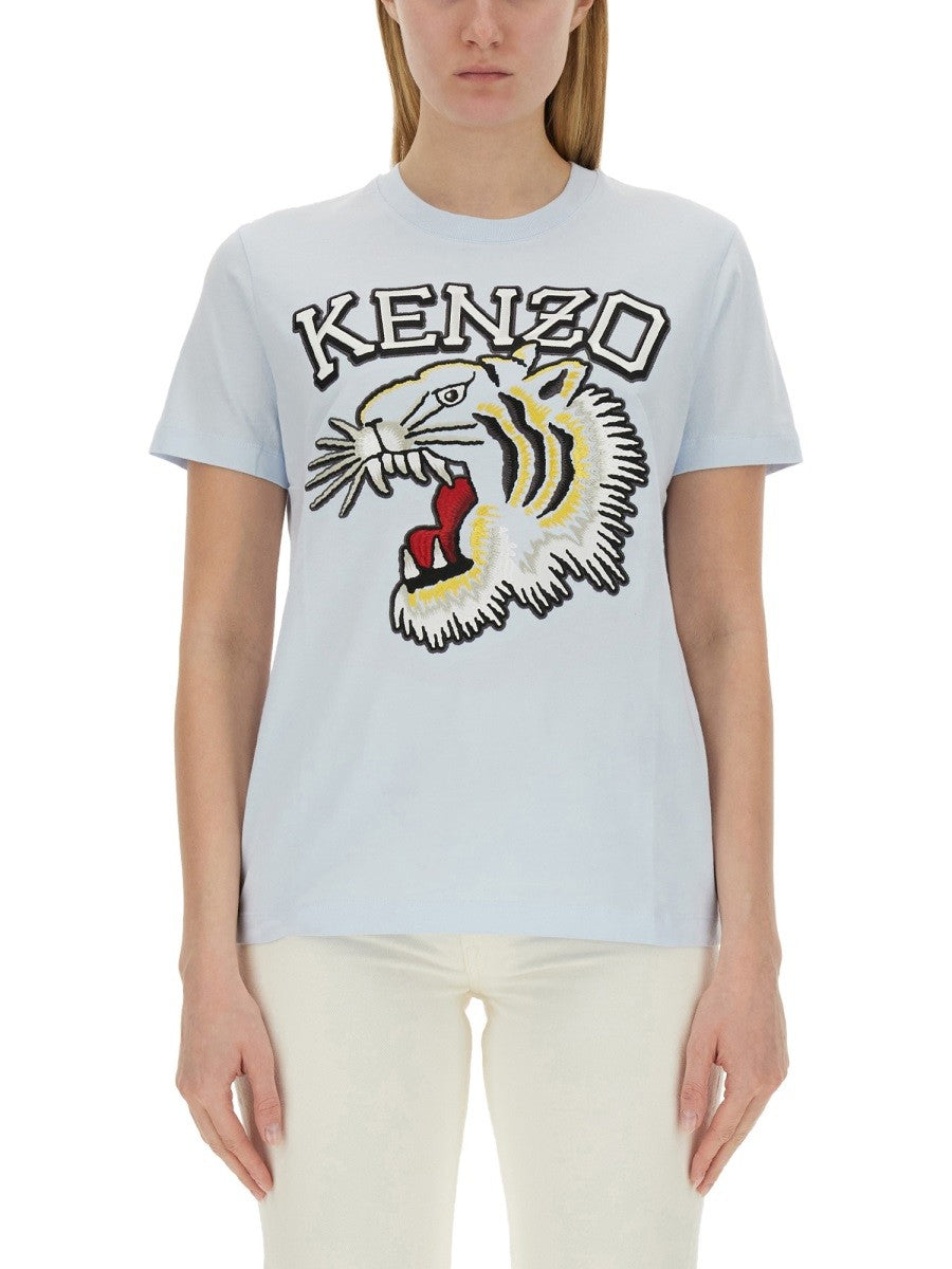 Kenzo - Kenzo T Shirt With Tiger Embroidery - Woman-&gt;Clothing-&gt;t-shirts