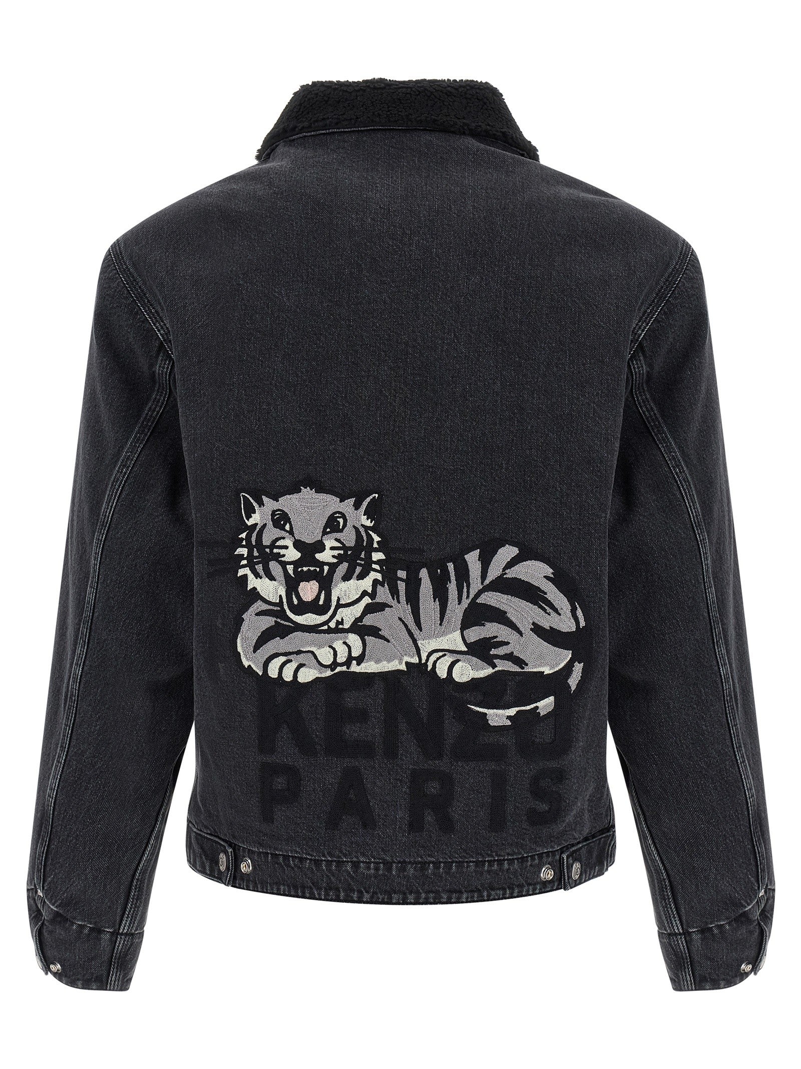 Kenzo Kenzo Happy Tiger Denim Jacket Black