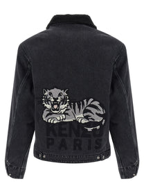Kenzo Kenzo Happy Tiger Denim Jacket Black
