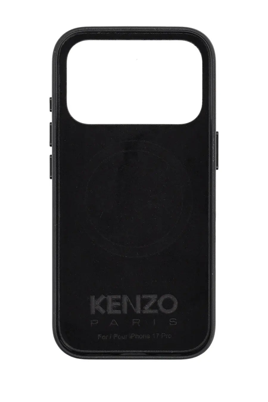 Black kenzo paris matte finish phone case for iphone 13 pro with minimalist branding showing the back side