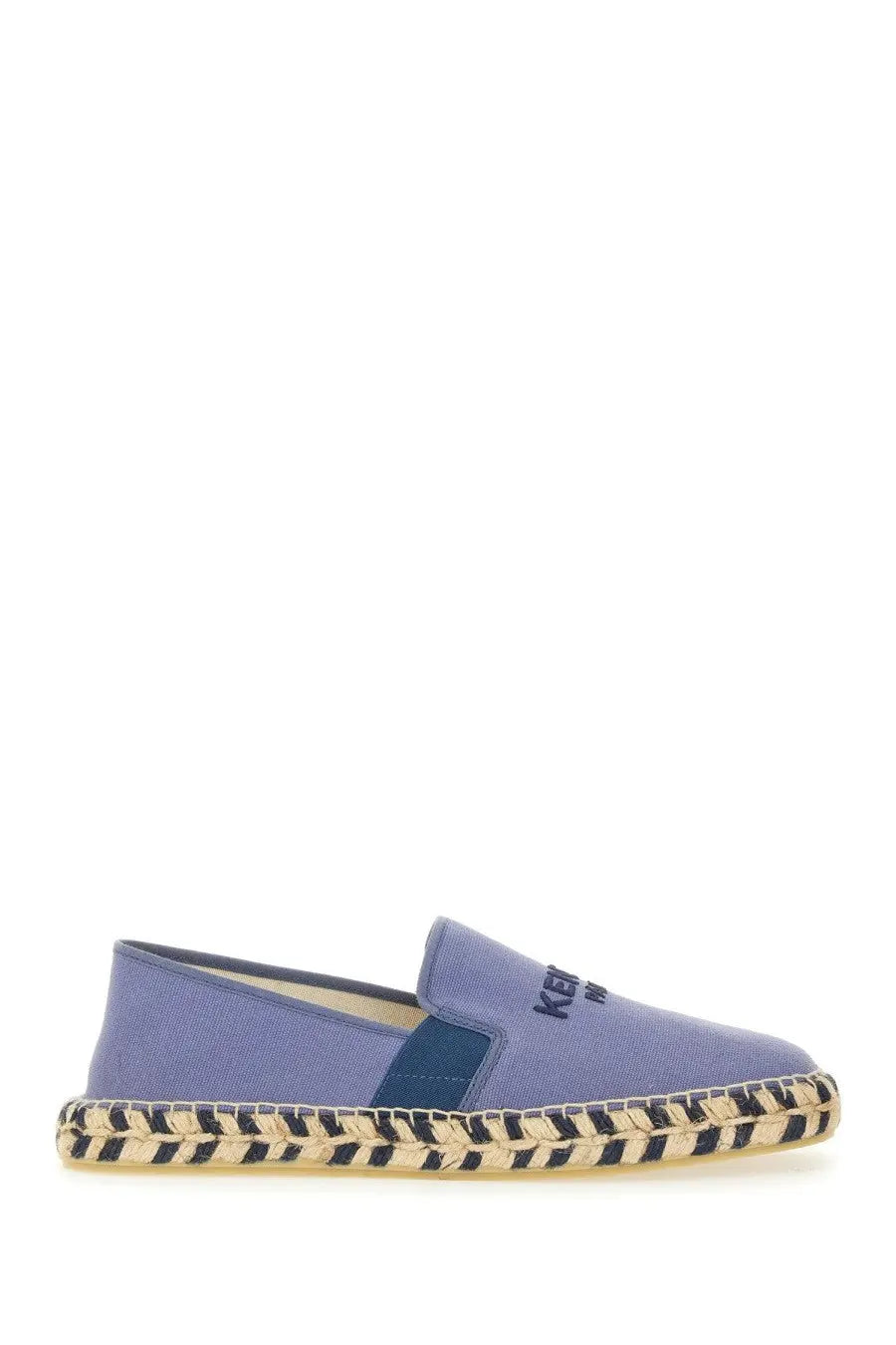 Kenzo men’s espadrilla purple light blue canvas slip-on with navy strap and braided jute sole
