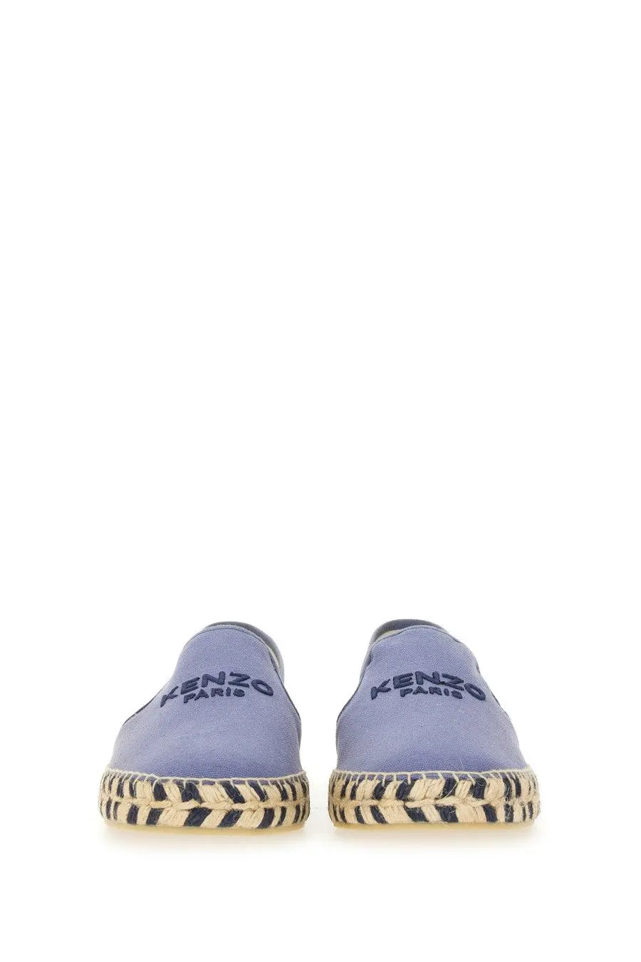 Kenzo men’s espadrilla purple light purple canvas slip-on espadrilles with woven jute sole and dark blue embroidery