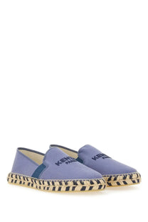 Kenzo men’s espadrilla purple light purple canvas slip-on espadrilles with navy branding and woven jute sole
