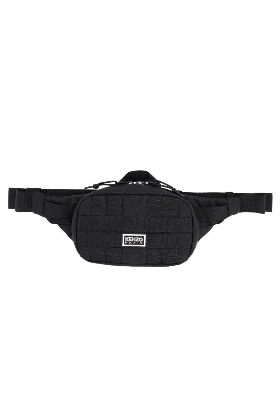 Kenzo men’s black tactical pouch with rectangular patch featuring kenzo paris logo for everyday use