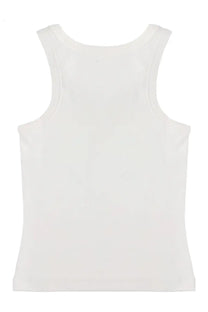 Kenzo women’s canotta boke flower white sleeveless tank top with rounded neckline and smooth form-fitting fabric