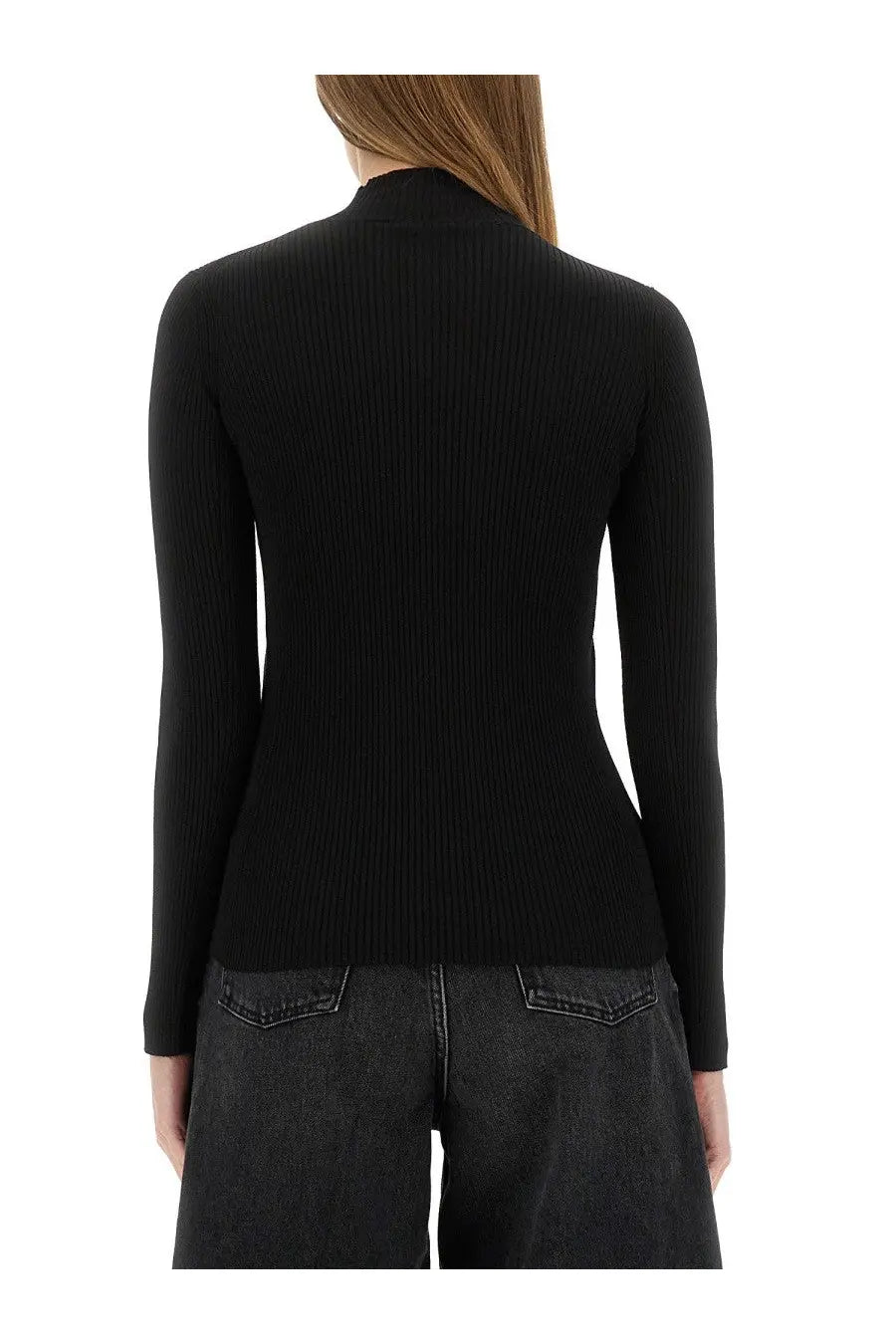 Kenzo women’s jersey black ribbed knit long-sleeve top made from soft stretch fabric for casual wear