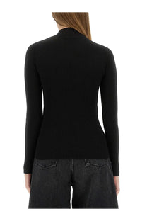 Kenzo women’s jersey black ribbed knit long-sleeve top made from soft stretch fabric for casual wear