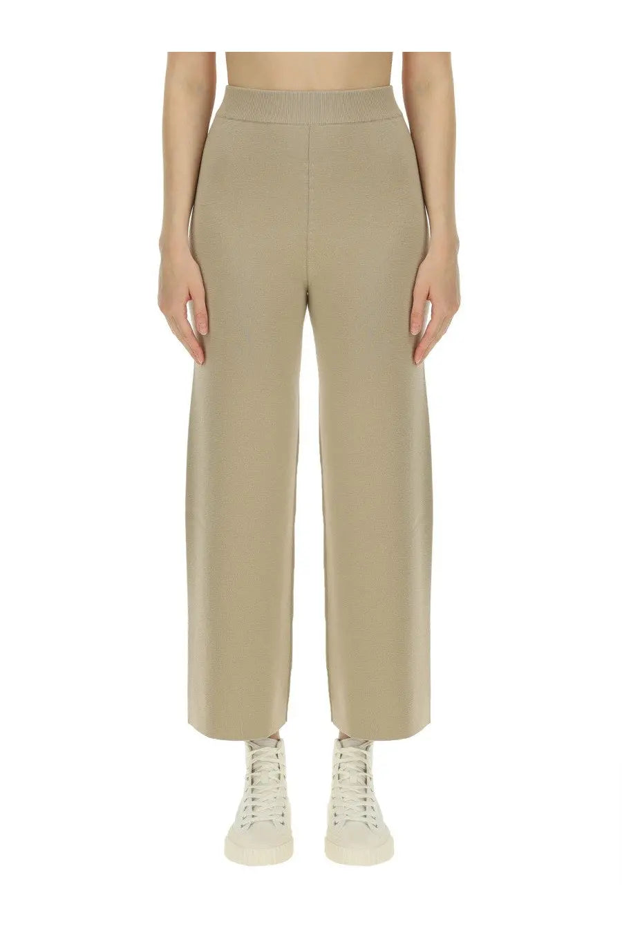 Beige high-waisted wide-leg trousers by Kenzo for women in smooth tailored fabric perfect for formal wear