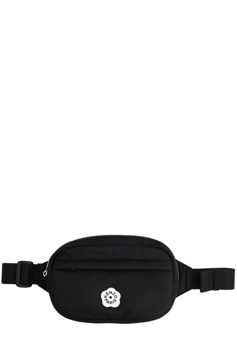 Kenzo women’s black pouch boke flower waist bag with white embroidered flower logo on the front