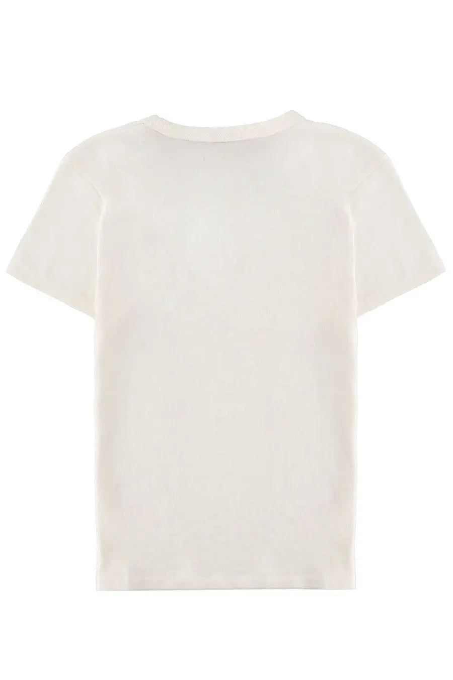Kenzo women’s cream-colored short-sleeved cotton shirt with a simple round neckline front view