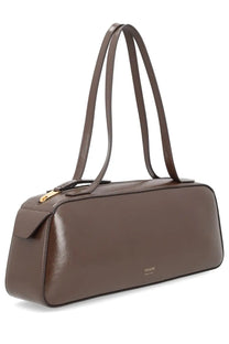 Khaite women’s bag simona brown brown leather handbag with gold tone zipper and handles