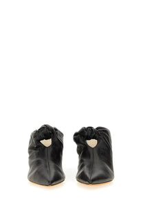 Khaite womens mule the rowan black black leather ankle boots with gathered knotted detail and pointed toe