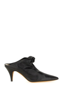 Black satin mule shoe with knotted detail at the back from khaite women’s mule the rowan black