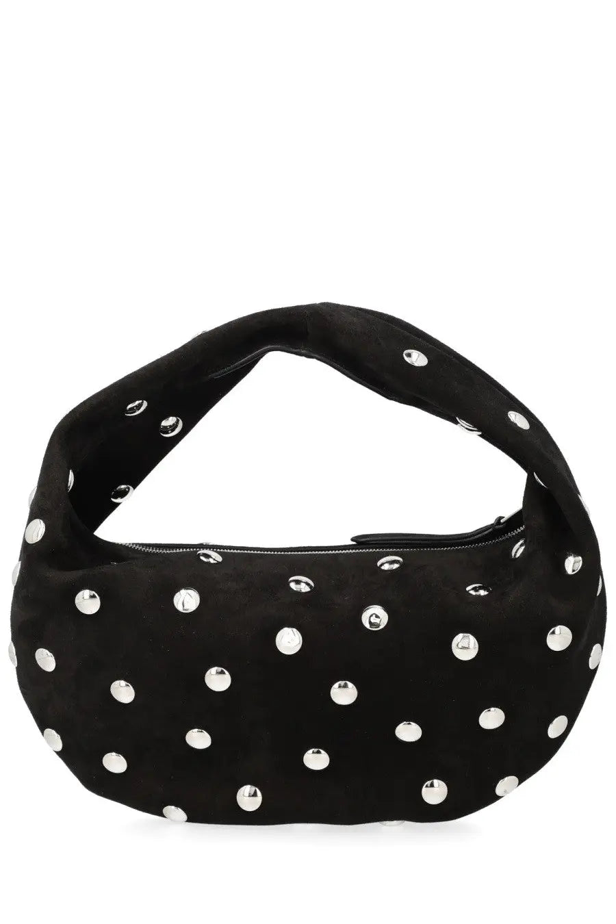 Khaite women’s olive medium hobo bag black made of black suede with silver toned studs detailing