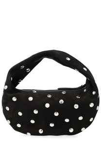 Khaite women’s olive medium hobo bag black made of black suede with silver toned studs detailing