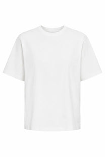 Khaite women’s white minimalist crew neck t-shirt with relaxed fit and short sleeves in soft cotton material
