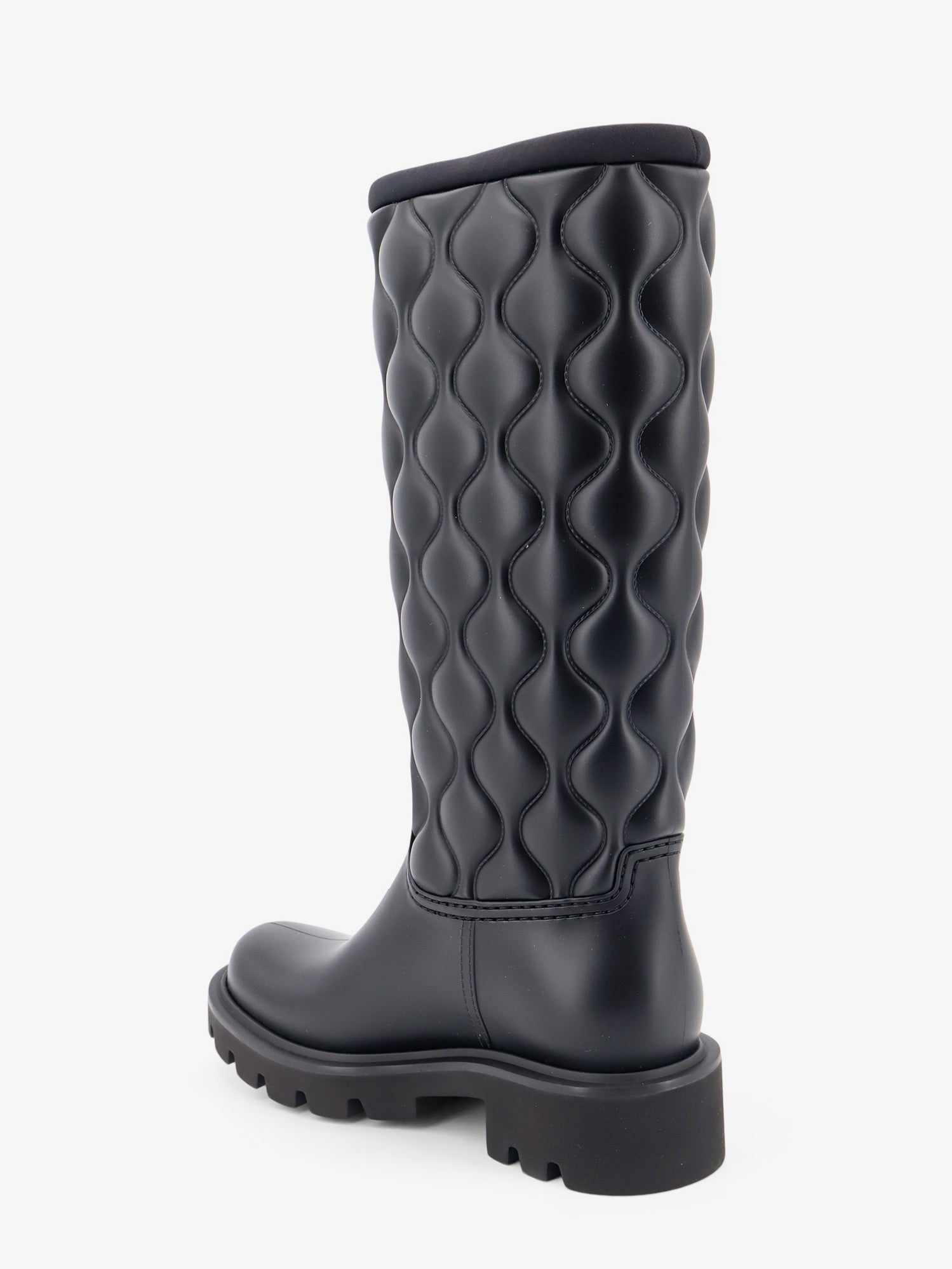 Moncler Women's Kickstream Quilt Pvc and Neoprene Rain Boots Black