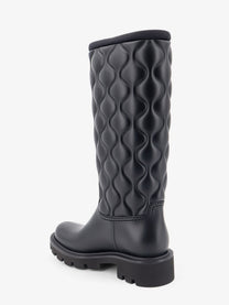 Moncler Women's Kickstream Quilt Pvc and Neoprene Rain Boots Black