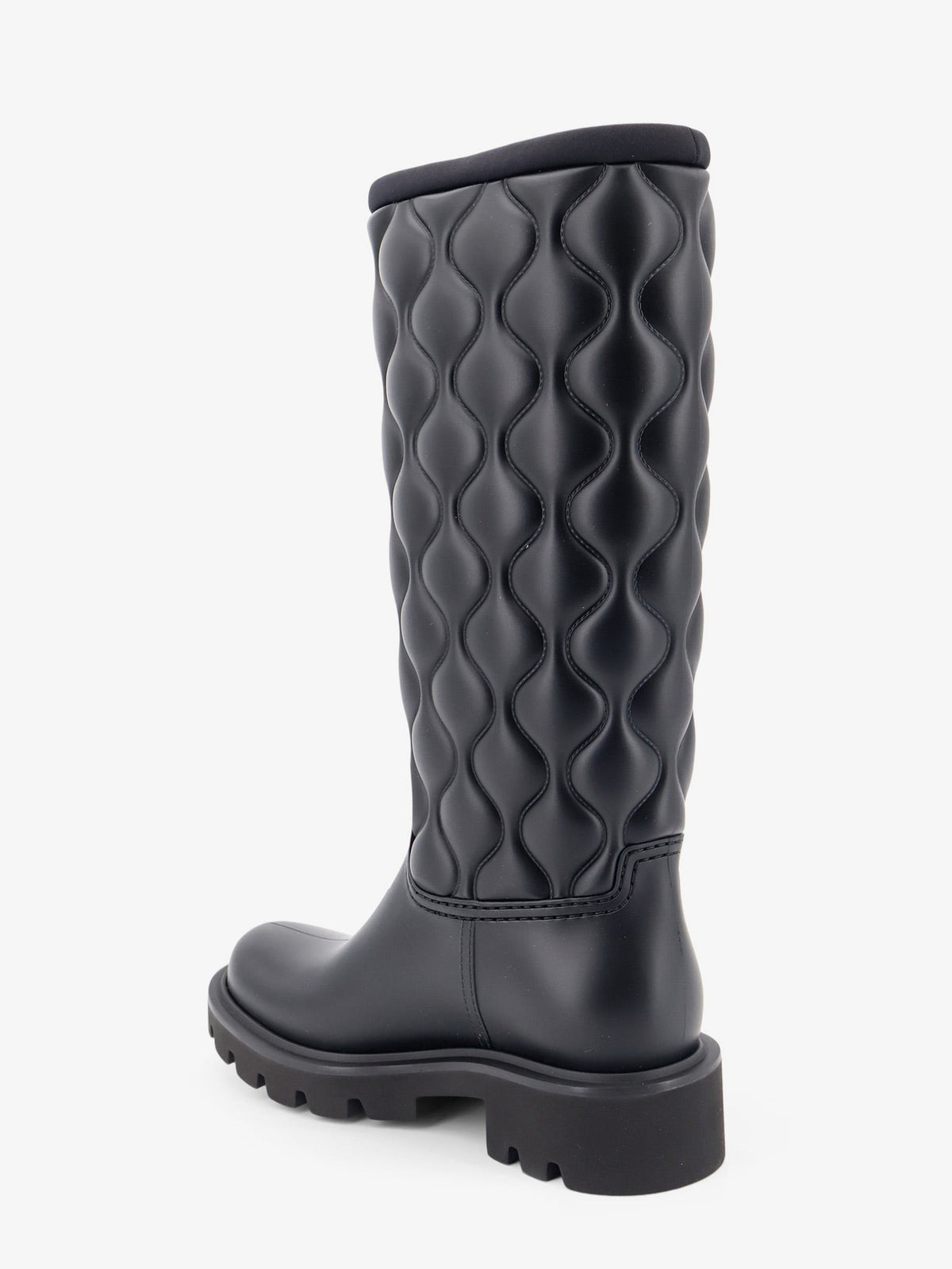 Moncler Women's Kickstream Quilt Pvc and Neoprene Rain Boots Black, view 3