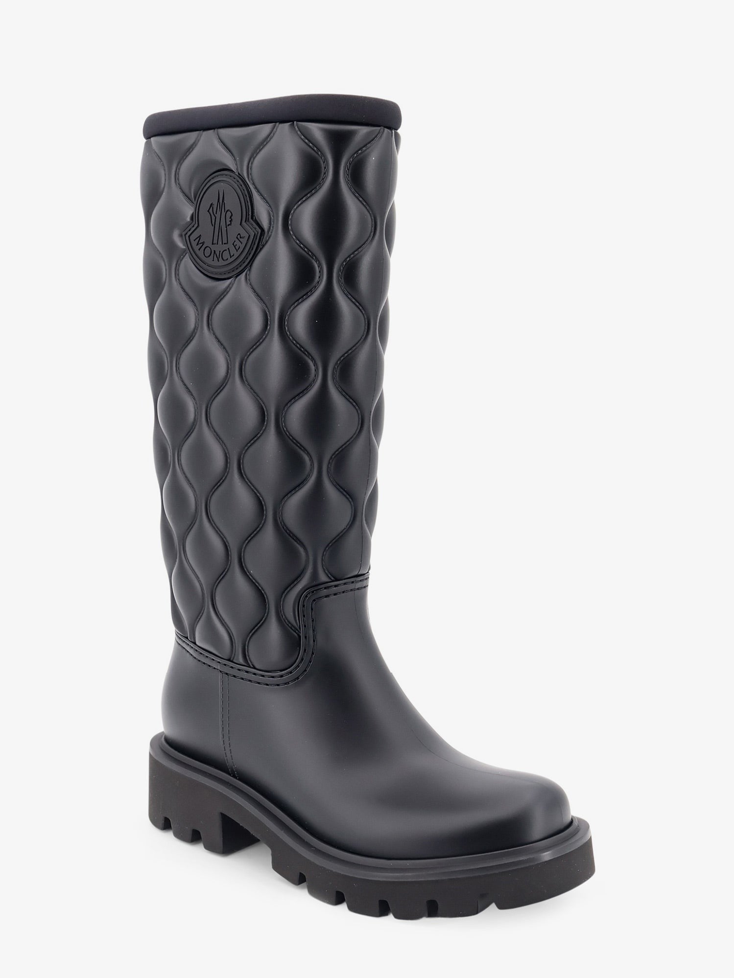 Moncler Women's Kickstream Quilt Pvc and Neoprene Rain Boots Black