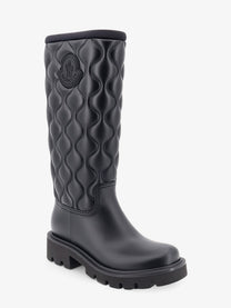 Moncler Women's Kickstream Quilt Pvc and Neoprene Rain Boots Black