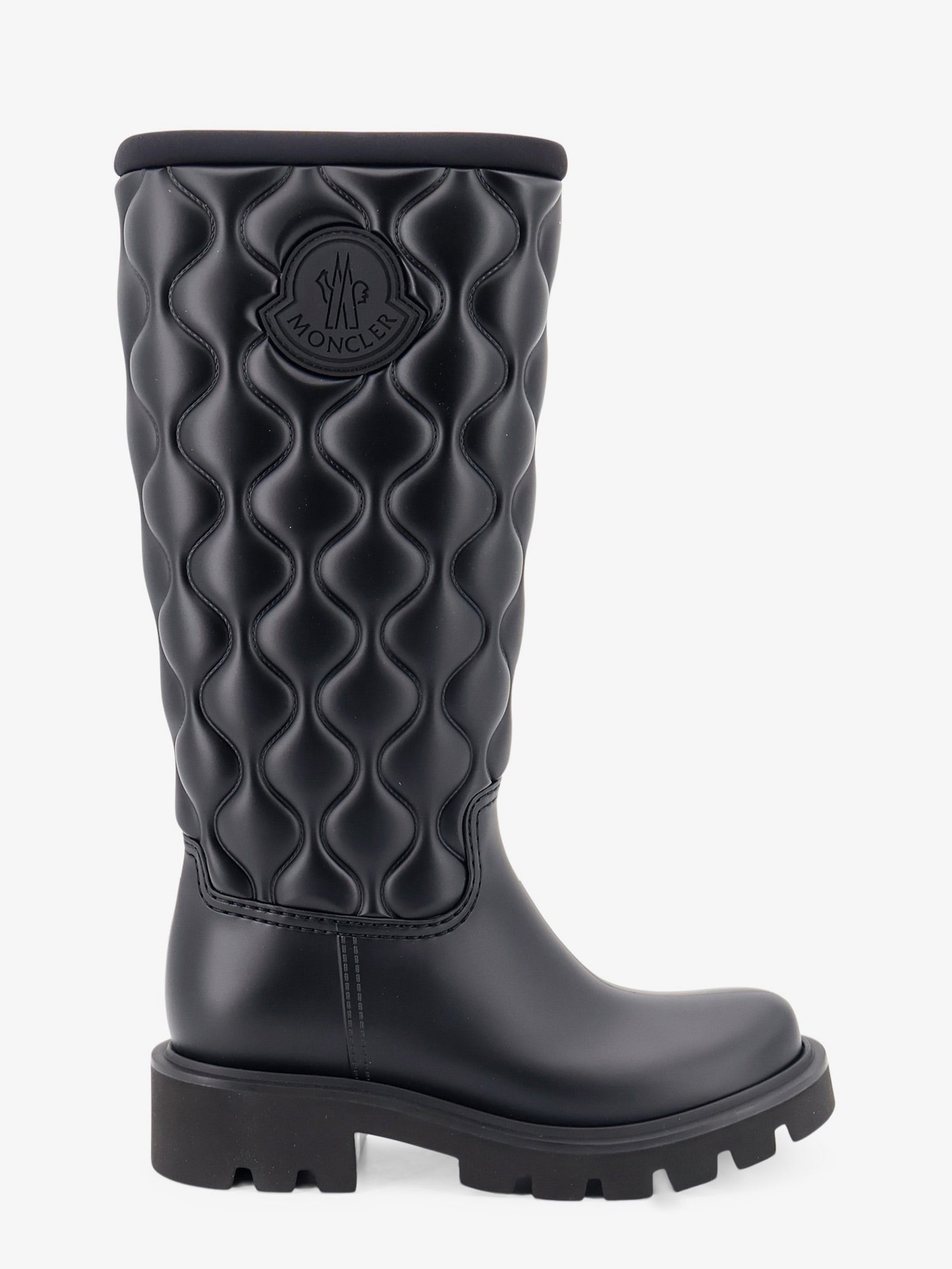Moncler Women's Kickstream Quilt Pvc and Neoprene Rain Boots Black