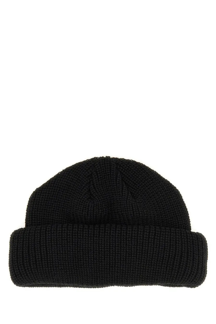 Kijima Takayuki women’s black ribbed knit beanie with a folded brim made from soft warm material