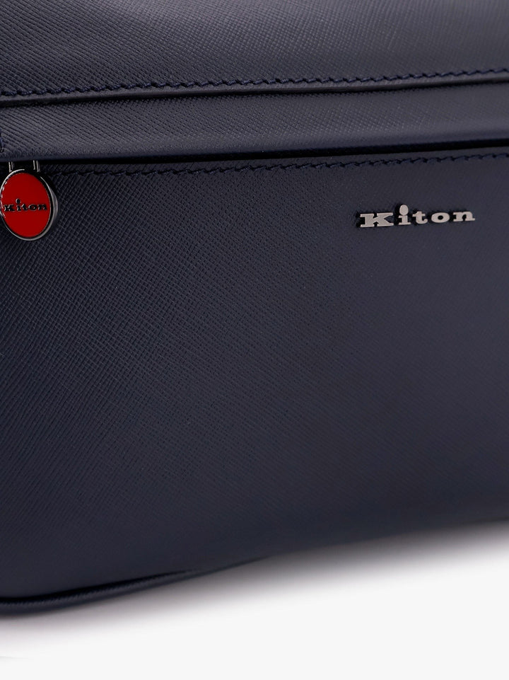 KITON CIRO PAONE - Leather Clutch With Metal Logo - Men’s Bags
