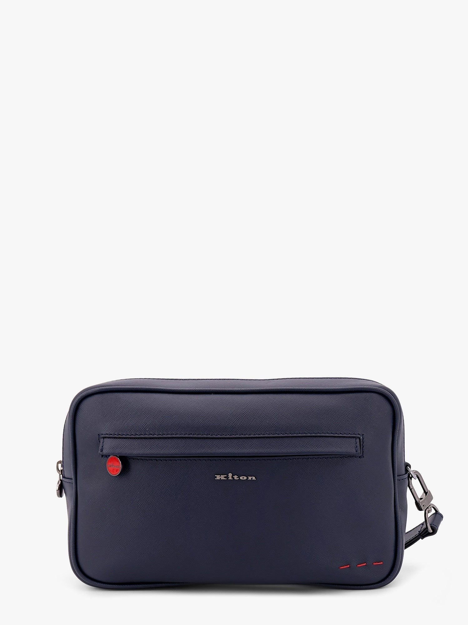 KITON CIRO PAONE - Leather Clutch With Metal Logo - Men’s Bags