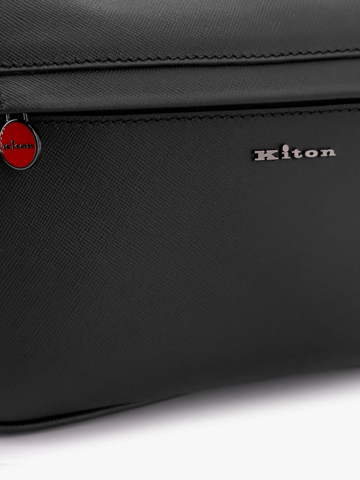 KITON CIRO PAONE - Leather Clutch With Metal Logo - Men’s Bags