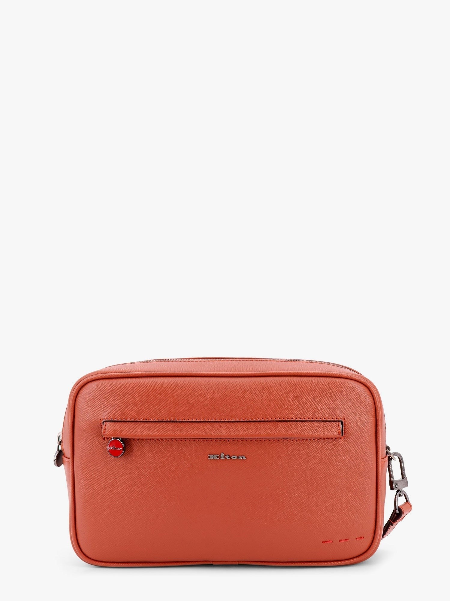 KITON CIRO PAONE - Leather Clutch With Metal Logo - Men’s Bags