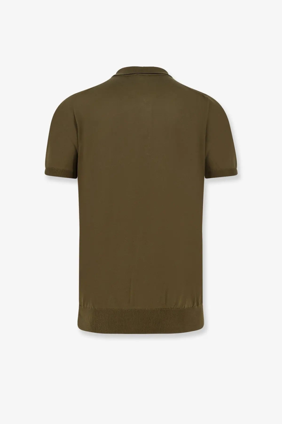 Kiton men’s olive green cotton polo shirt with short sleeves ribbed collar and hem for casual wear