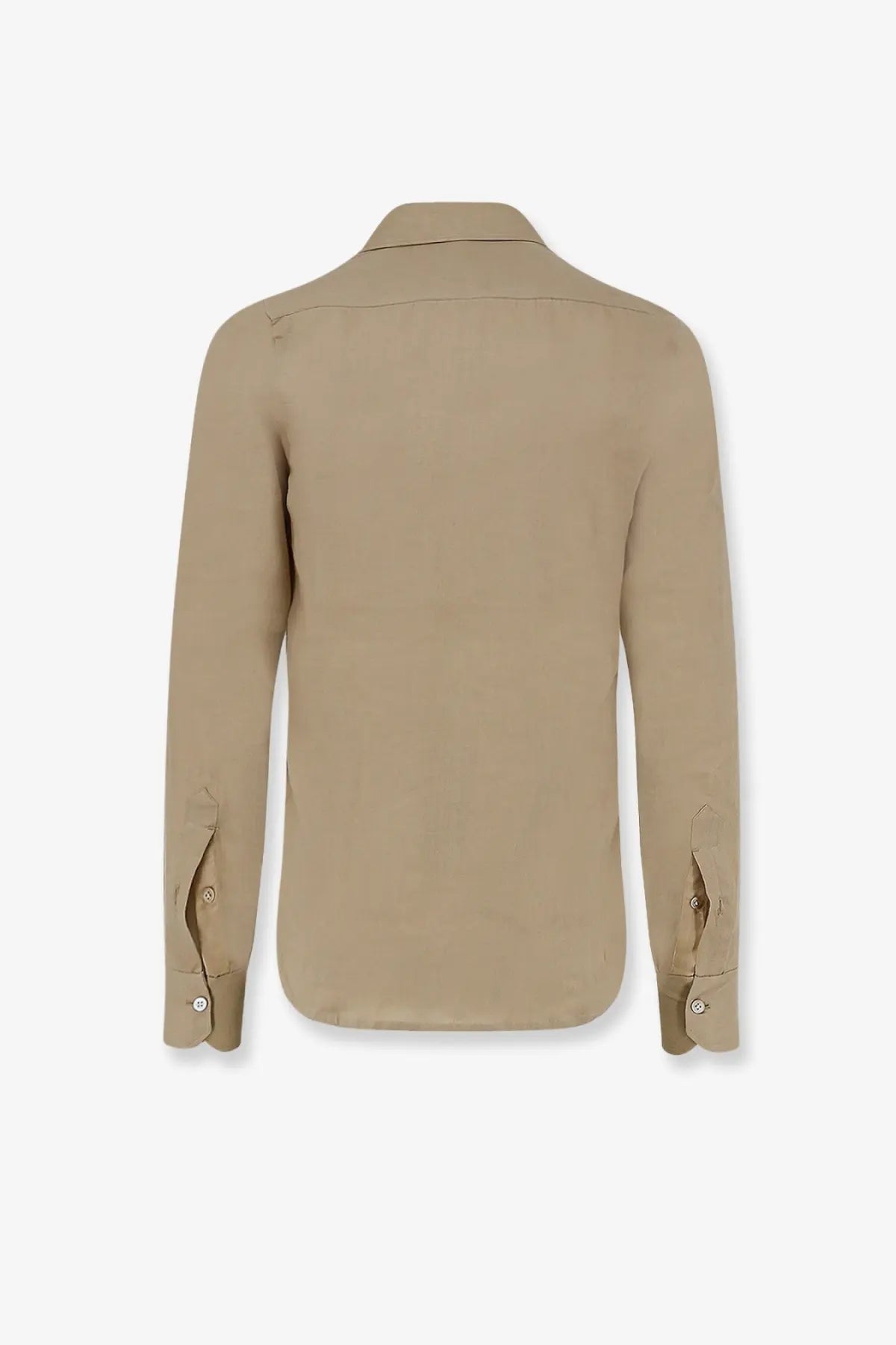 Beige kiton men’s linen shirt with long sleeves button-down front classic collar and neatly finished cuffs