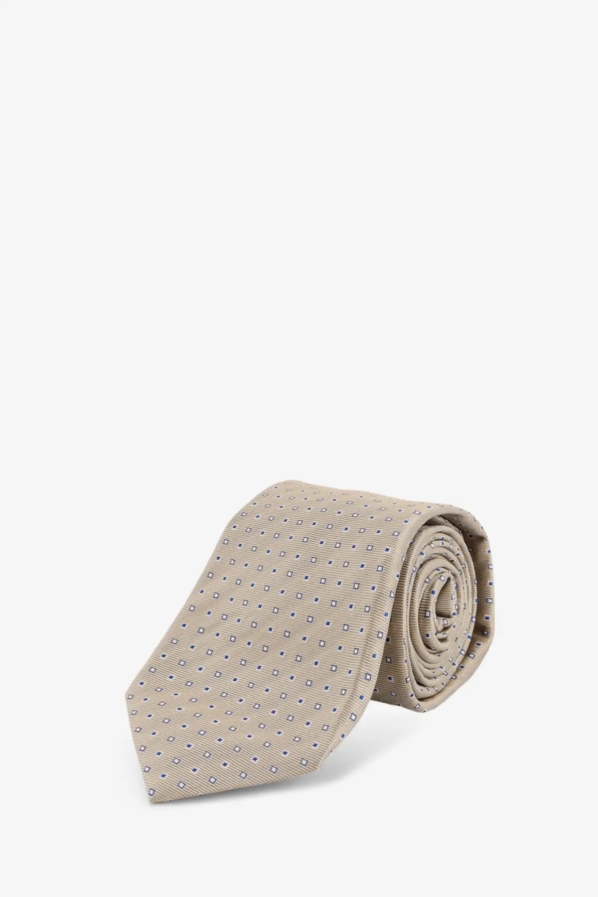 Beige silk tie with subtle navy blue dot pattern by Kiton men’s silk tie multicolor for formal wear