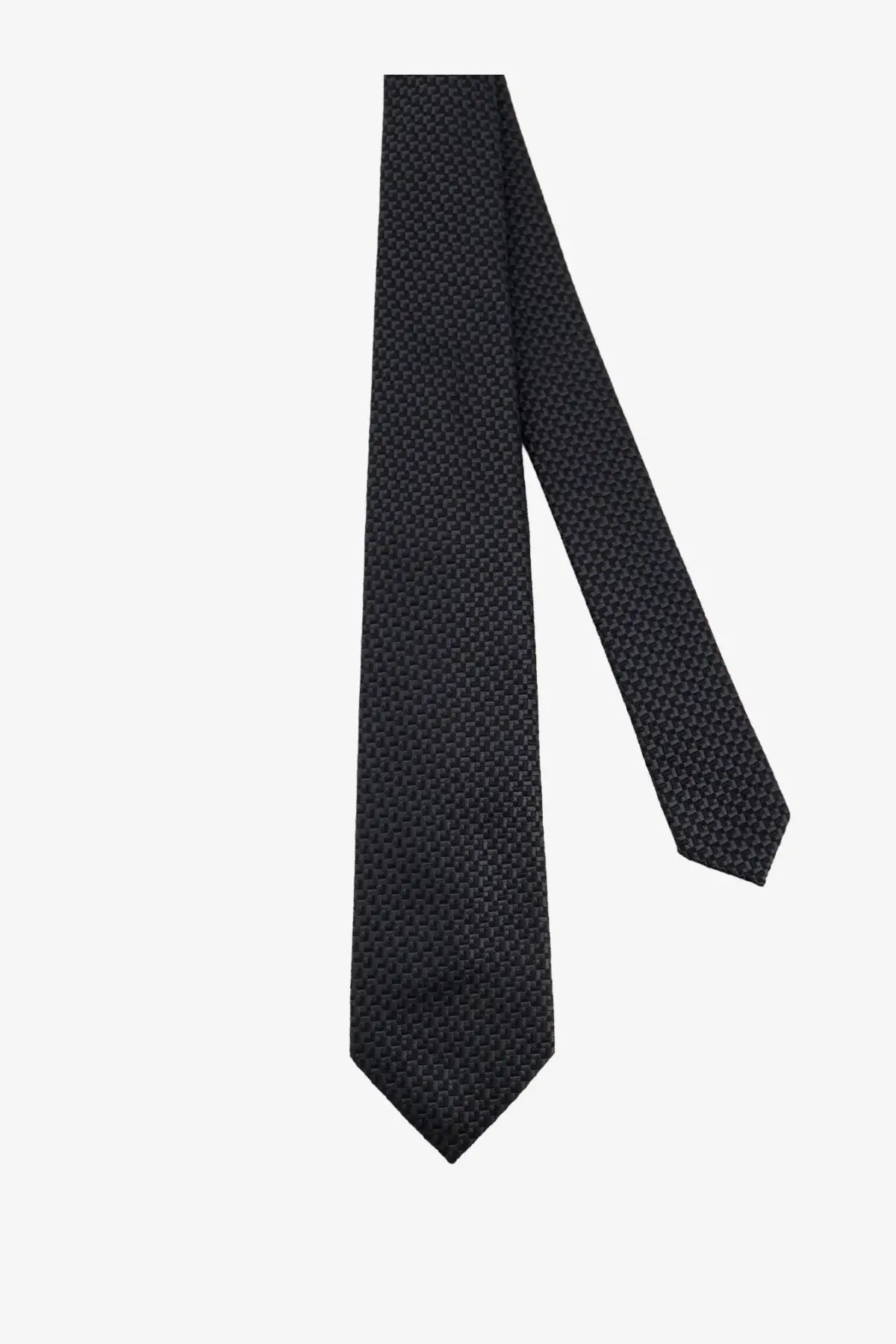 Kiton men’s multicolor silk tie with subtle woven texture in black for formal wear