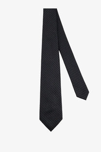 Kiton men’s multicolor silk tie with subtle woven texture in black for formal wear