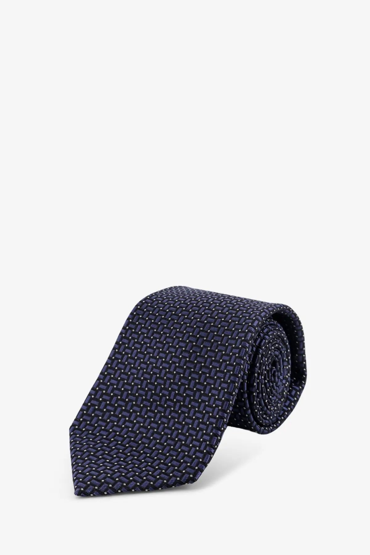 Kiton men’s silk tie in dark blue with woven pattern made of high quality silk fabric