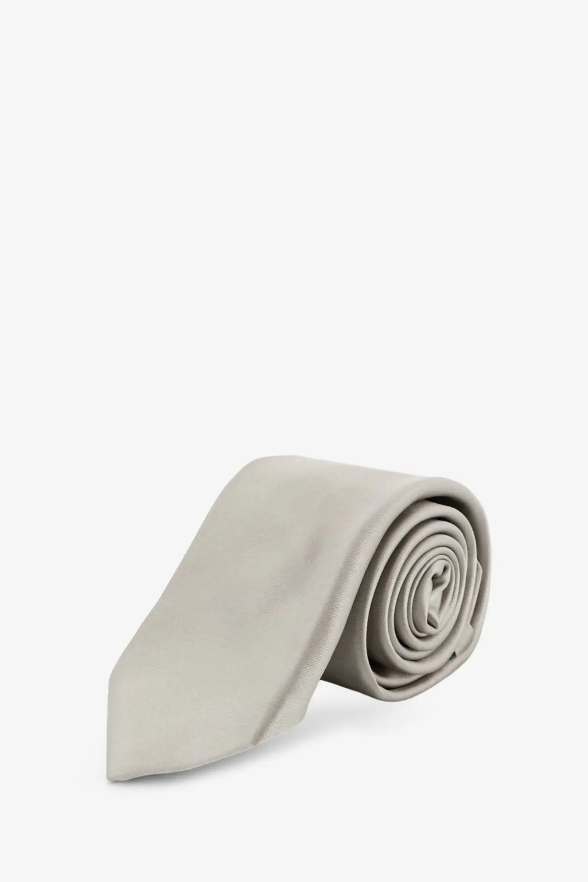 A neatly rolled beige silk tie with a smooth subtle sheen from kiton mens silk tie multicolor collection