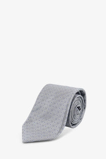 Kiton men’s silk tie multicolor light gray with subtle dark gray square pattern neatly rolled