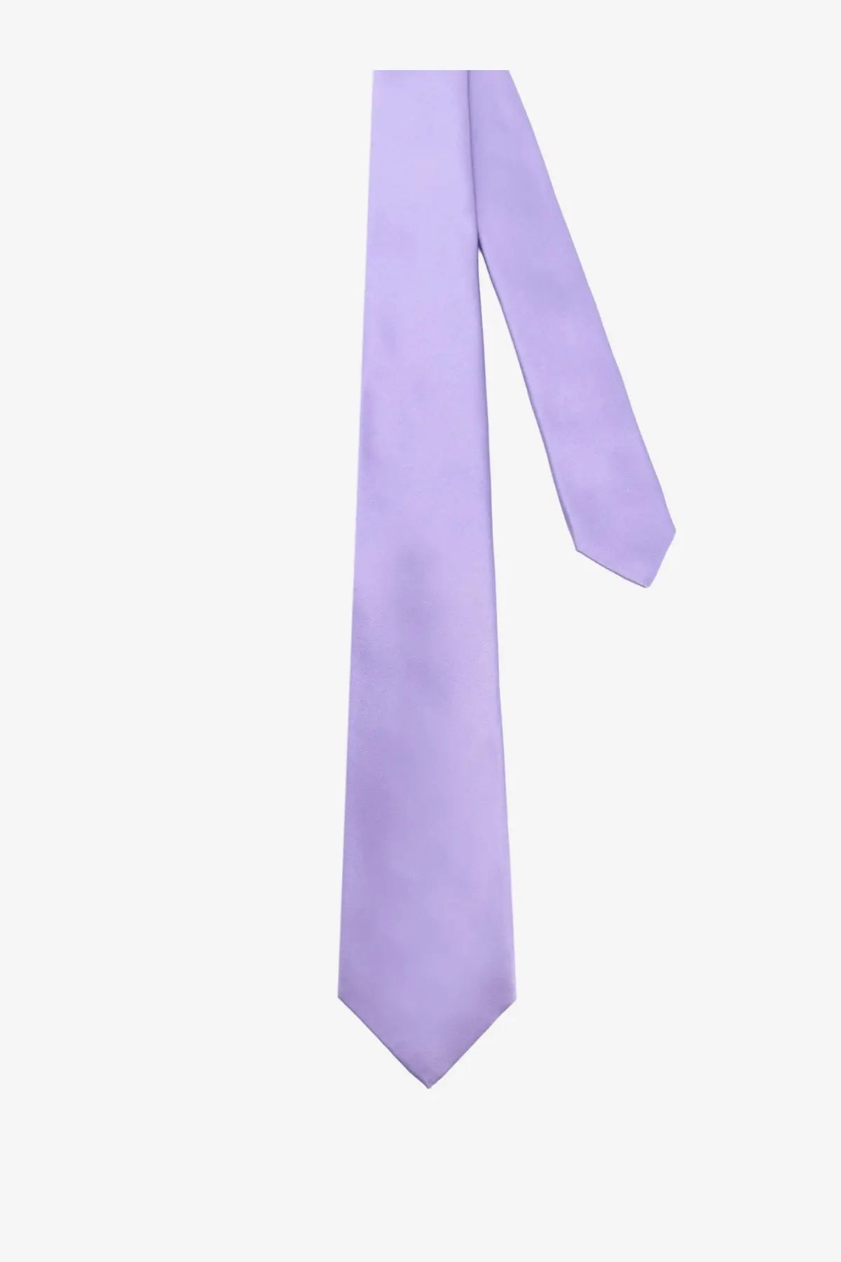 Kiton men’s silk tie in solid lavender with a sleek pointed tip and smooth elegant finish