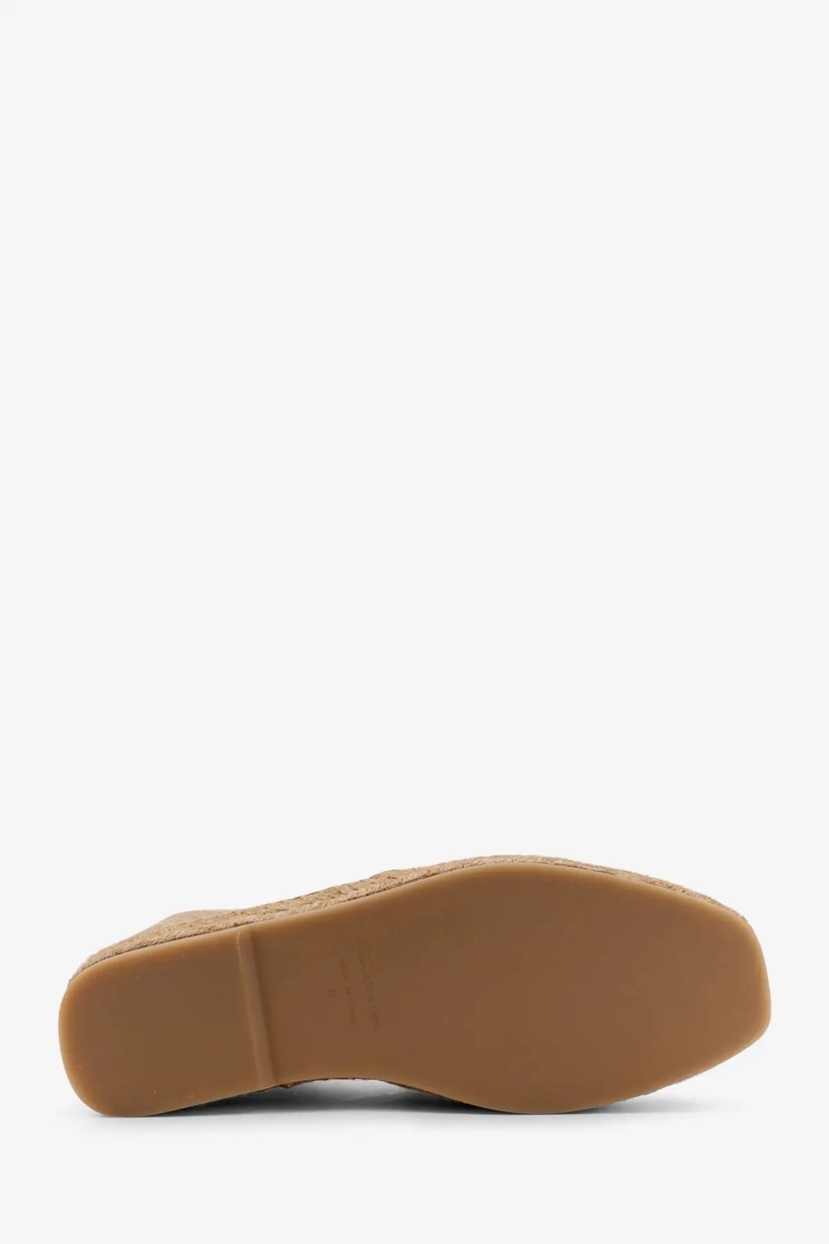 Kiton men’s beige suede espadrilles with tan woven rope sole and rubberized heel grip shown from the back side