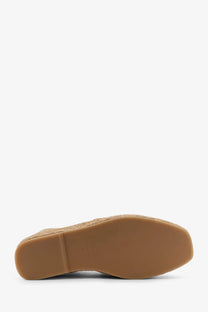 Kiton men’s beige suede espadrilles with tan woven rope sole and rubberized heel grip shown from the back side